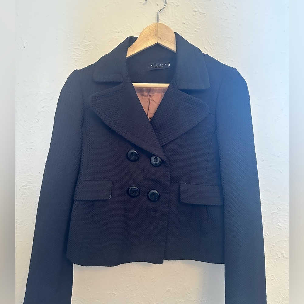 Twin-Set By Simona Barbieri Cropped Blazer Black Made In Italy M